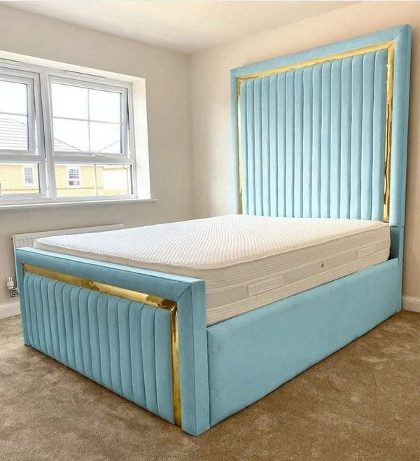 Royal Velvet Bed With Golden Strips