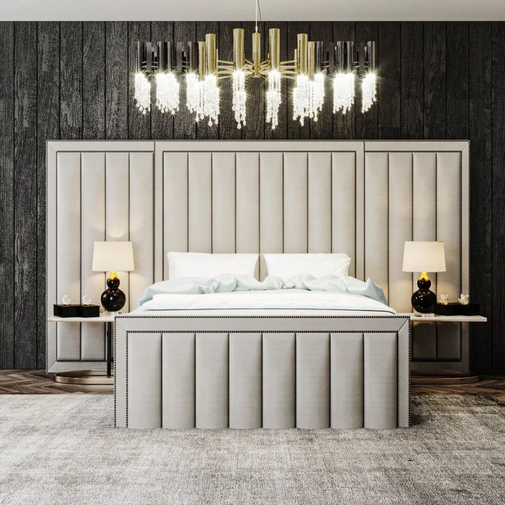 Grandeur Tall Headboard Upholstered Bed Frame