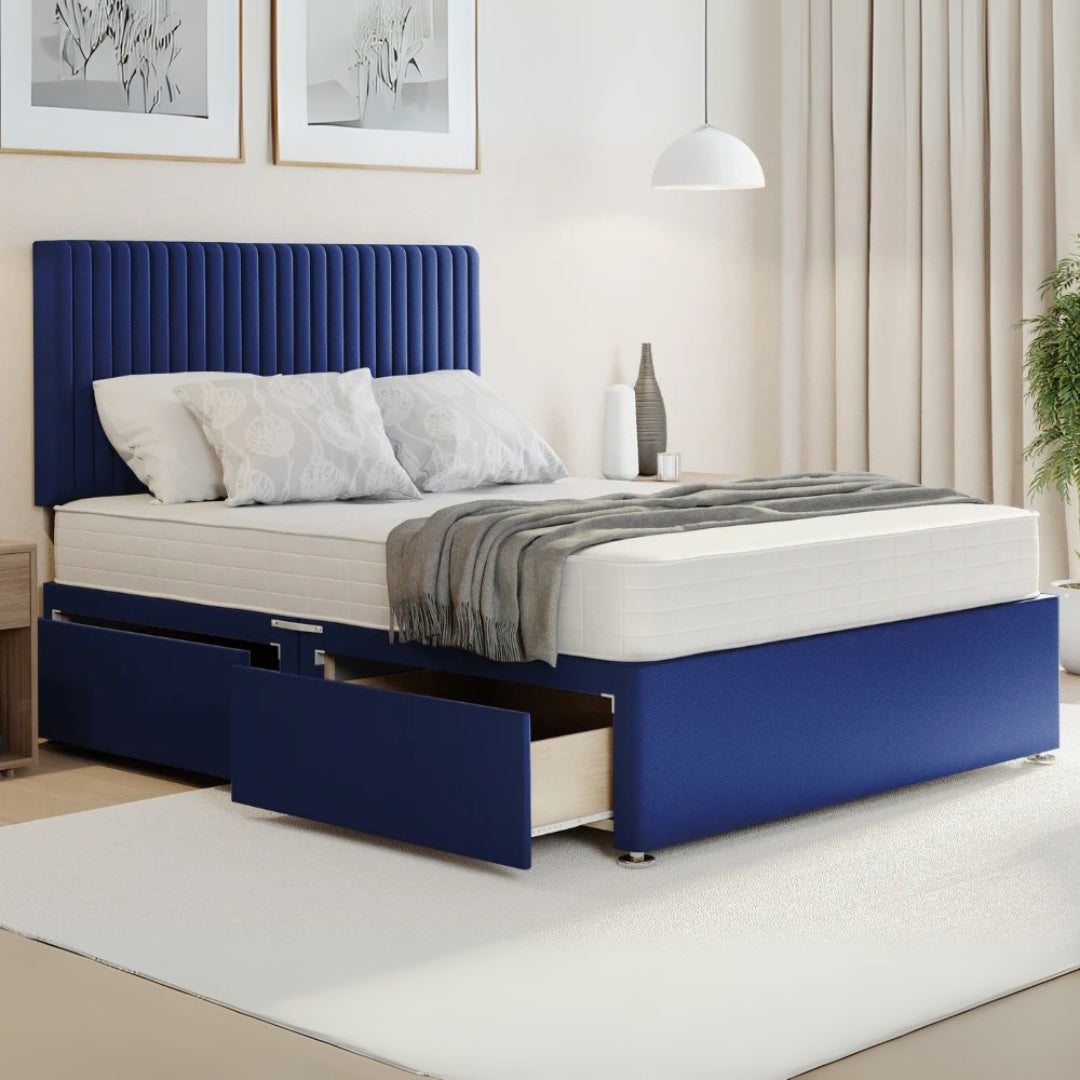 Valencia Divan Bed Frame With Side Drawers Storage  and Optional Mattress