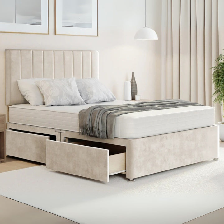 Velluto Divan Bed Frame With Side Drawers Storage