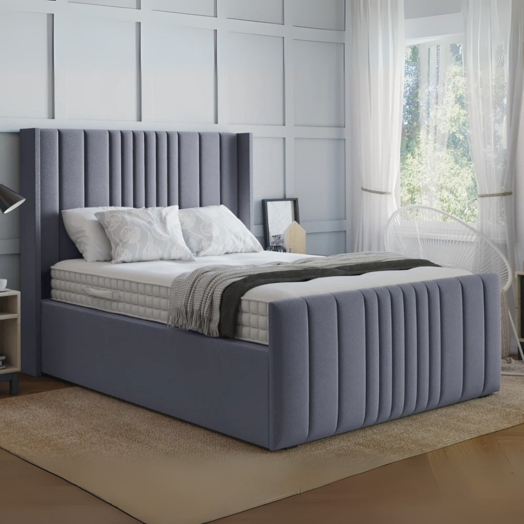Wingback Bed With Vertical Linear Design